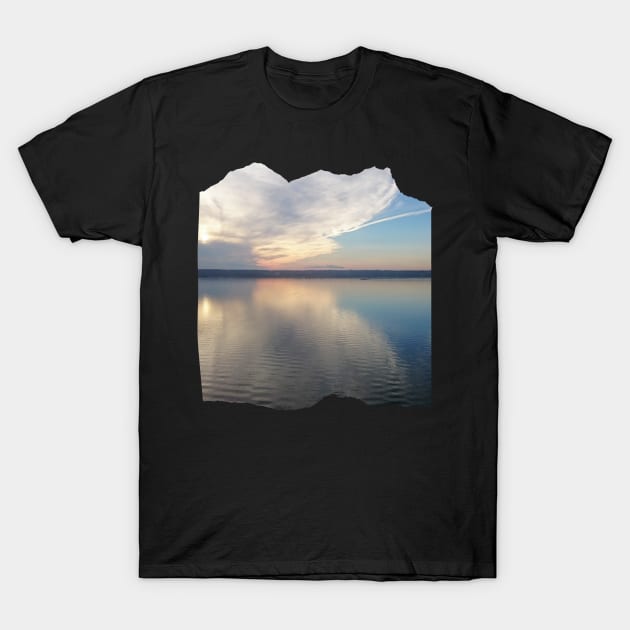 Beautiful photography of ocean waves and sunset sky landscape USA nature lovers T-Shirt by BoogieCreates